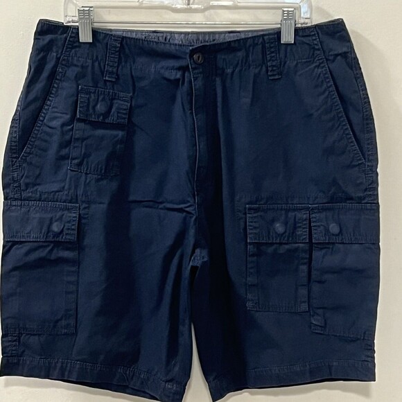 Nautica Mens Navy Blue Cargo Shorts 100% Cotton Size 34W - Picture 2 of 12